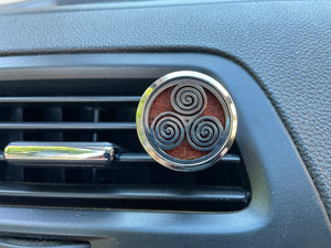 Car Diffuser with 1 tiny bottle of Calm and 1 tiny bottle of Energy and 10 pads