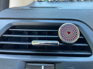 Car Diffuser with 1 tiny bottle of Calm and 1 tiny bottle of Energy and 10 pads