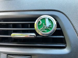 Car Diffuser with 1 tiny bottle of Calm and 1 tiny bottle of Energy and 10 pads